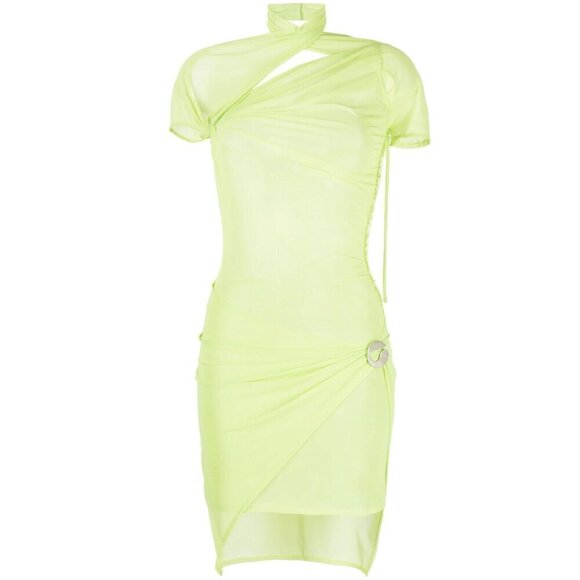 COPERNI Asymmetric Draped Mesh Dress in Anis New Womens - Picture 13 of 17